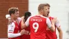 Fleetwood’s Jayden Stockley (second right) celebrates (Tim Markland/PA)