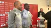 Maidstone manager George Elokobi (centre) and assistant Craig Fagan pose with the FA Cup (Andy Sims/PA)