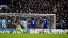 Chelsea’s Cole Palmer, right, scores against former club Manchester City (John Walton/PA)