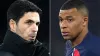 Mikel Arteta and Kylian Mbappe (Adam Davy/Joe Giddens/PA)