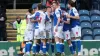 Dominic Hyam (hidden) celebrates with team-mates after scoring Blackburn’s equaliser (Tim Markland/PA)