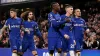 Chelsea’s Cole Palmer (centre) celebrates scoring their second goal of the game from the penalty spot during the Premier Lea