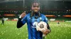 Atalanta’s Ademola Lookman celebrates with the match ball after scoring a hat-trick in the Europa League final (Brian Lawles