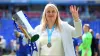 Chelsea boss Emma Hayes with the Women’s Super League trophy in 2023 (Nigel French/PA)
