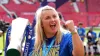 Chelsea manager Emma Hayes celebrates after winning the Barclays Women’s Super League for the fifth successive season in her