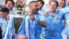 Manchester City’s Kyle Walker lifts the Premier League trophy (Martin Rickett/PA)