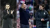 Mikel Arteta, left, and Pep Guardiola will battle for the title while Mauricio Pochettino, right, chases European qualificat