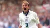 Stuart Pearce celebrates scoring his penalty against Spain at Euro 96 (Sean Dempsey/PA)