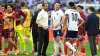 Gareth Southgate, centre, celebrates with his players after victory in the penalty shoot-out against Switzerland (Martin Ric