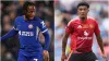 Chelsea forward Raheem Sterling, left, and Manchester United’s Jadon Sancho, right, could be involved in a swap deal between