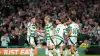 Daizen Maeda (centre) celebrates after scoring Celtic’s fourth goal (Andrew Milligan/PA)