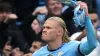 Erling Haaland celebrates after opening the scoring against Arsenal (Martin Rickett/PA)