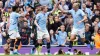 Manchester City’s Erling Haaland (right) celebrates scoring their side’s first goal of the game with Kevin De Bruyne (centre