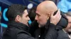 Pep Guardiola (right) insists he still has a good relationship with Mikel Arteta (Martin Rickett/PA)