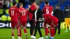 Wales manager Craig Bellamy congratulates his players after their 0-0 draw against Turkey (David Davies/PA)