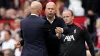 Arne Slot, right, shakes hands with Erik ten Hag after the Premier League match between Manchester United and Liverpool (Nic