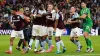 Aston Villa players celebrate after the full-time whistle during the UEFA Champions League match at Villa Park, Birmingham. 