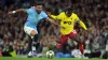 Manchester City’s Kyle Walker and Watford’s Ken Sema (PA)