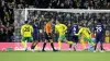 Josh Sargent celebrates scoring for Norwich against Leeds (Nigel French/PA)