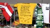 Tributes outside Bramall Lane to former Sheffield United player George Baldock (Danny Lawson/PA)