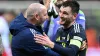 Andy Robertson (right) celebrated his late winner with Steve Clarke (Rafal Oleksiewicz/PA)