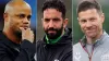 Bayern Munich boss Vincent Kompany, Sporting Lisbon manager Ruben Amorim and Bayer Leverkusen coach Xabi Alonso, left to rig