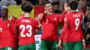 Portugal’s Cristiano Ronaldo celebrates with his team-mates after scoring his side’s fifth goal against Poland (Luis Vieira/