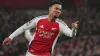 Arsenal’s Ethan Nwaneri celebrates scoring against Nottingham Forest (Kin Cheung/AP).