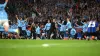 Pep Guardiola, centre, and Manchester City celebrate their Champions League win in 2023 (Martin Rickett/PA)