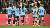 Khadija Shaw, second left, celebrates scoring for Manchester City against Hammarby (Claudio Bresciani/AP)