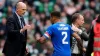 Rangers manager Philippe Clement (left) dropped skipper James Tavernier (centre) for a big European game (Andrew Milligan/PA