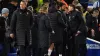 Brighton manager Fabian Hurzeler, far right, and Southampton boss Russell Martin exchange words at full-time (Gareth Fuller/