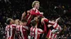 Sheffield United’s match-winner Tom Davies is held aloft by team-mates after the final whistle (Nick Potts/PA)