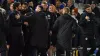 Southampton manager Russell Martin, left, and Brighton boss Fabian Hurzeler, centre left, react at full-time (Gareth Fuller/