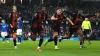 Dango Ouattara, second left, celebrates with team-mates after scoring Bournemouth’s winner deep in stoppage time (Bradley Co