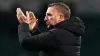 Celtic manager Brendan Rodgers applauds the fans following the win over Hibernian (Andrew Milligan/PA)